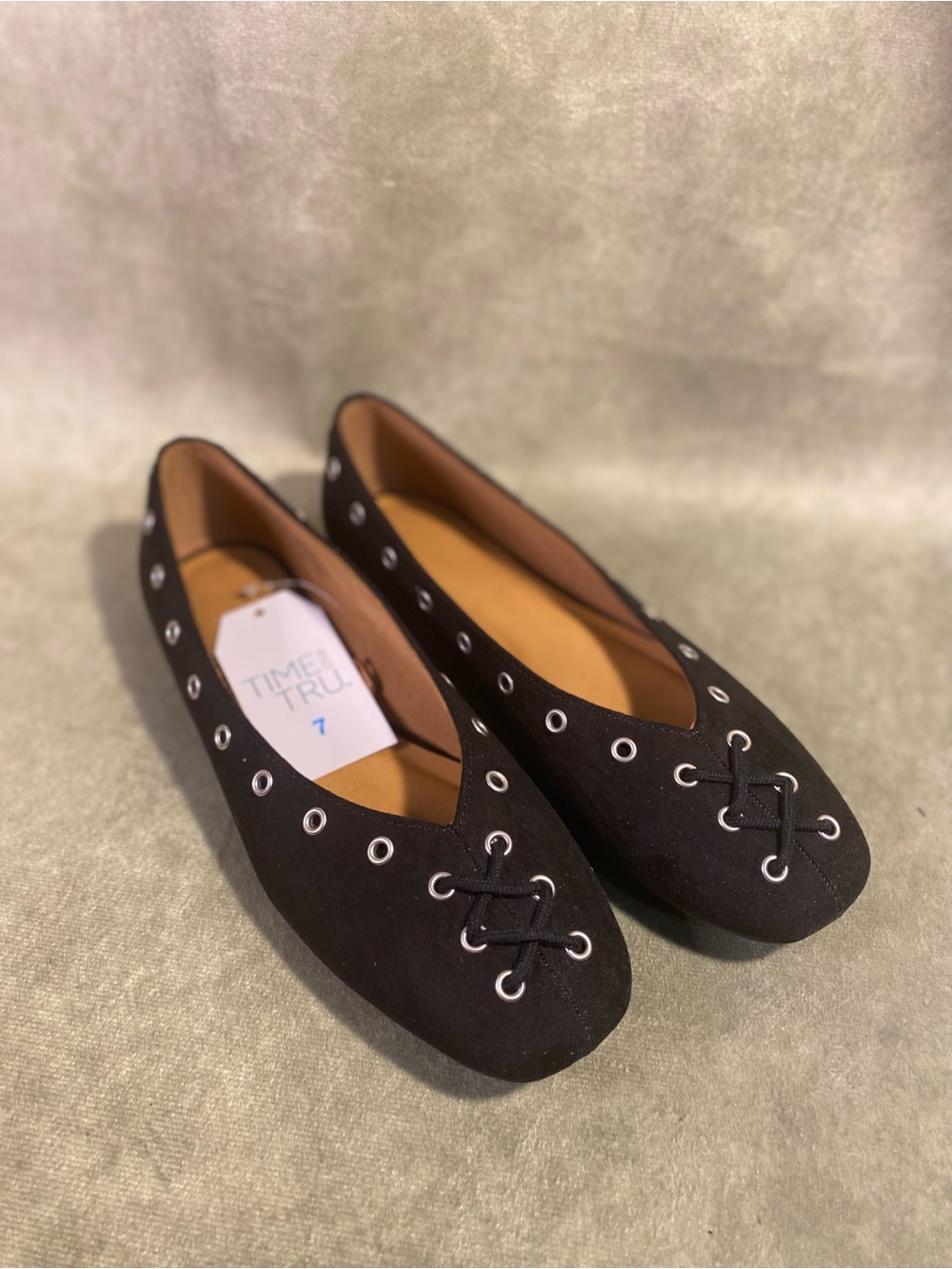 Time and Tru Black Eyelet Ballet Flats - Women's sz 7